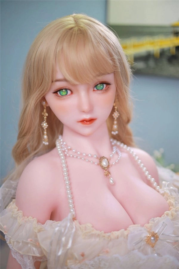 Realistische Sexpuppe, blonde Perücke, Perlenkette