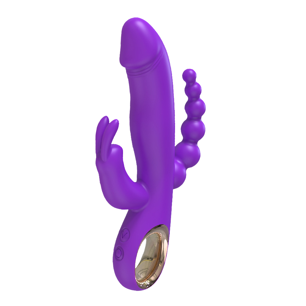 Lila Vibrator mit Klitorisstimulator