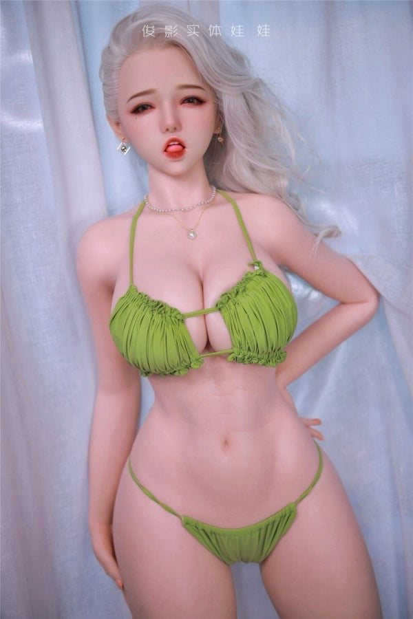 Realistische Sexpuppe in grünem Bikini