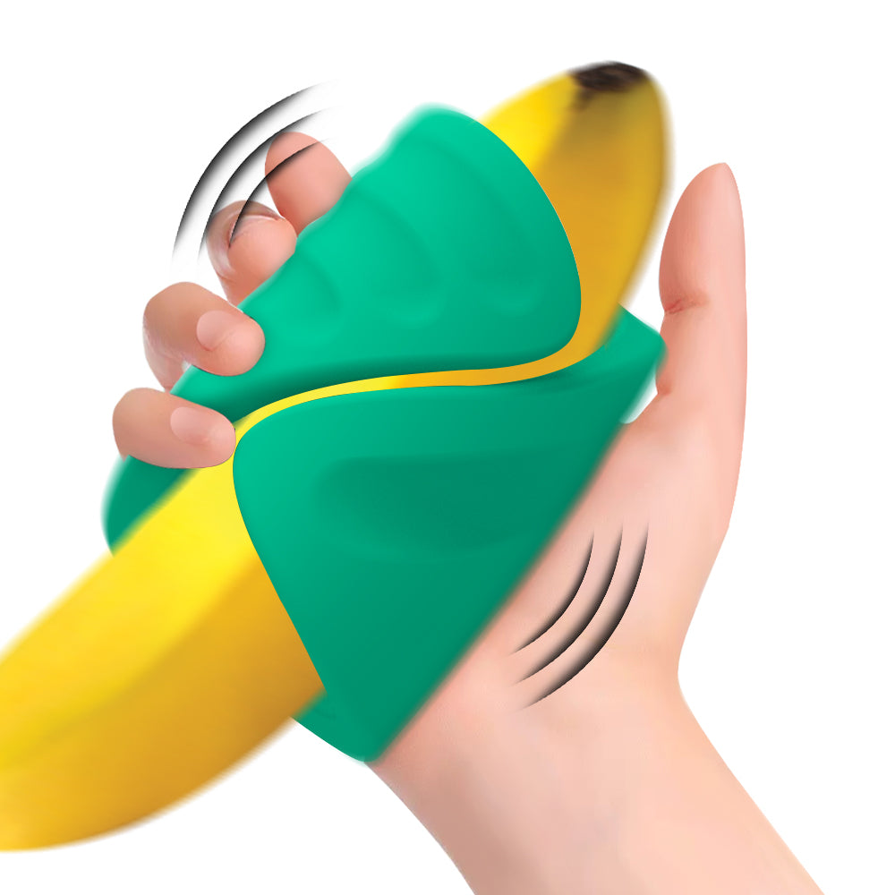Hand hält Bananenförmiges Sexspielzeug