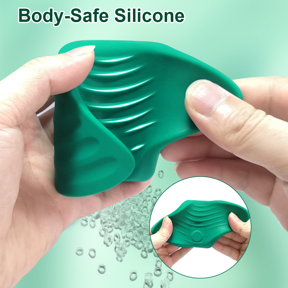 Grünes Silikon-Sexspielzeug in Hand