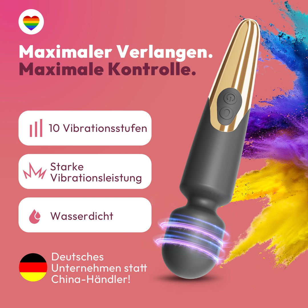 Elaria Wand Massagegerät 10 Stufen sehr stark Massagestab Akku Vibrator Sexspielzeug