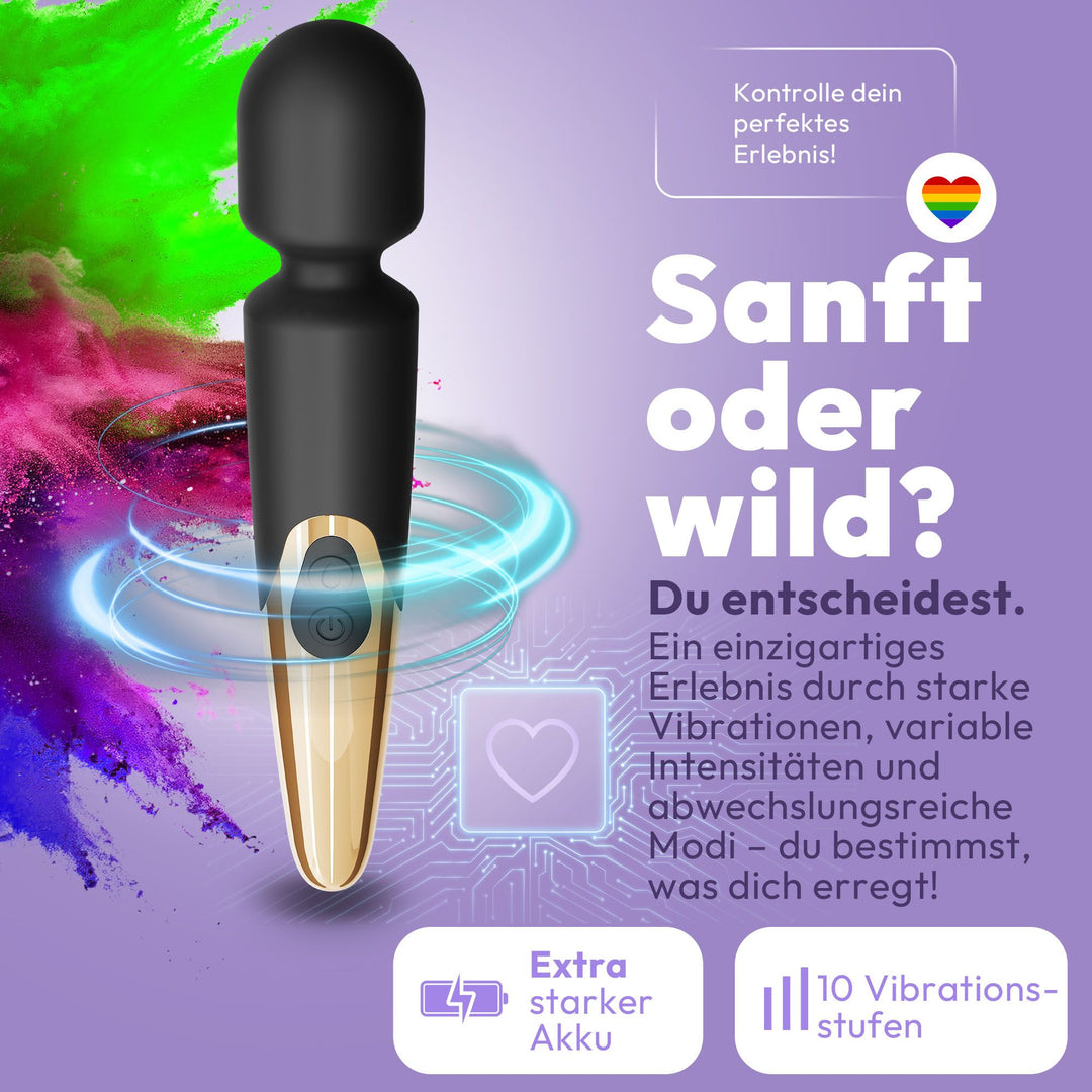 Elaria Wand Massagegerät 10 Stufen sehr stark Massagestab Akku Vibrator Sexspielzeug