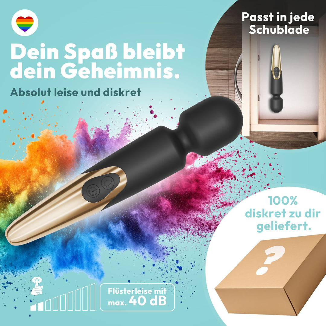 Elaria Wand Massagegerät 10 Stufen sehr stark Massagestab Akku Vibrator Sexspielzeug