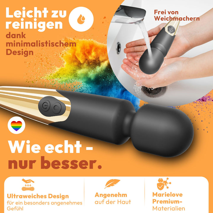 Elaria Wand Massagegerät 10 Stufen sehr stark Massagestab Akku Vibrator Sexspielzeug