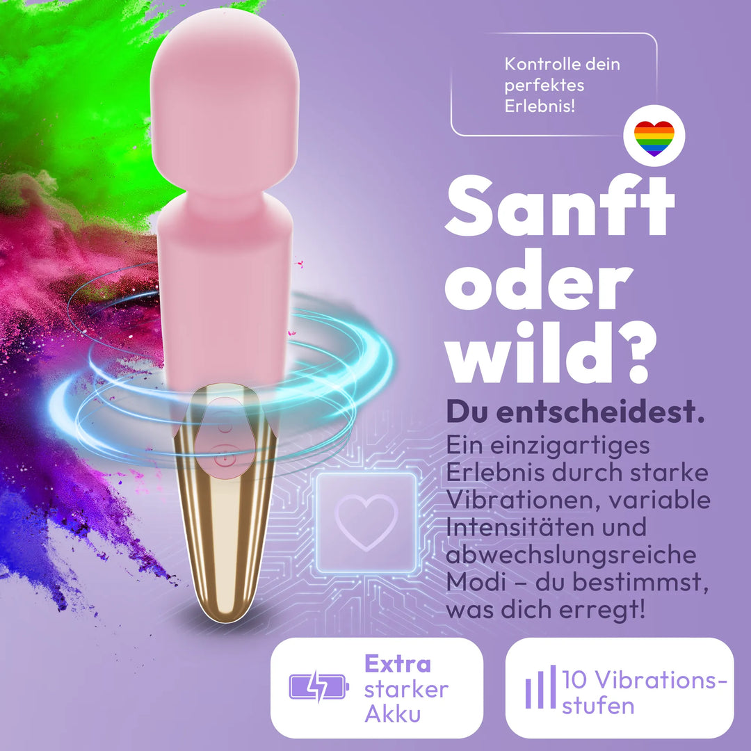 Elaria Wand Massagegerät 10 Stufen sehr stark Massagestab Akku Vibrator Sexspielzeug