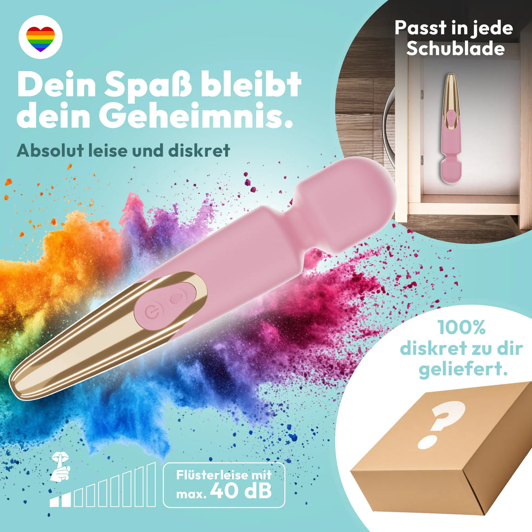 Elaria Wand Massagegerät 10 Stufen sehr stark Massagestab Akku Vibrator Sexspielzeug