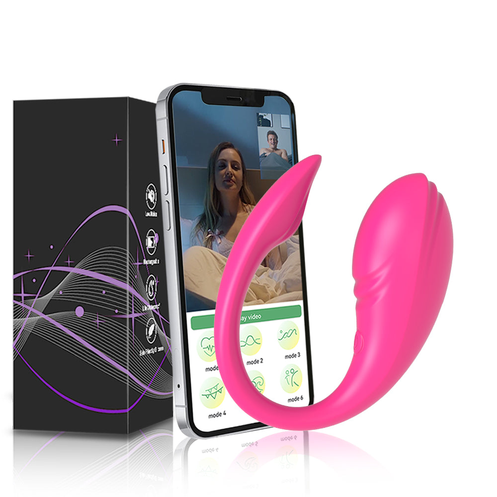 App-gesteuertes, pinkes Sexspielzeug, Smartphone