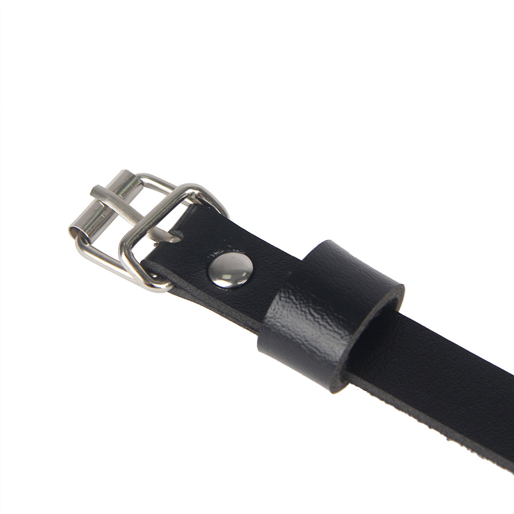 Black PU Leather Bondage Garter mit Kette verstellbar Fetisch Strap