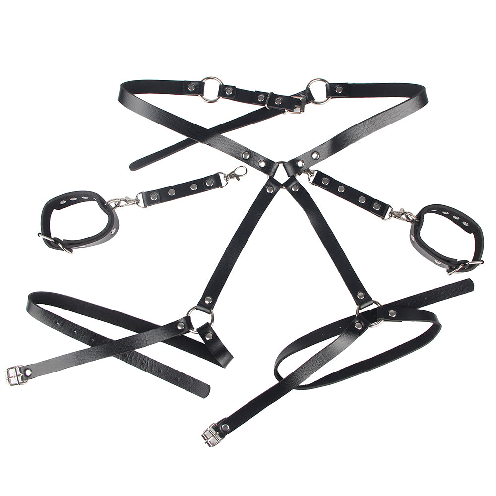 Sexy Bondage Gürtel Beinring PU Leder Kette Punk Strap verstellbar