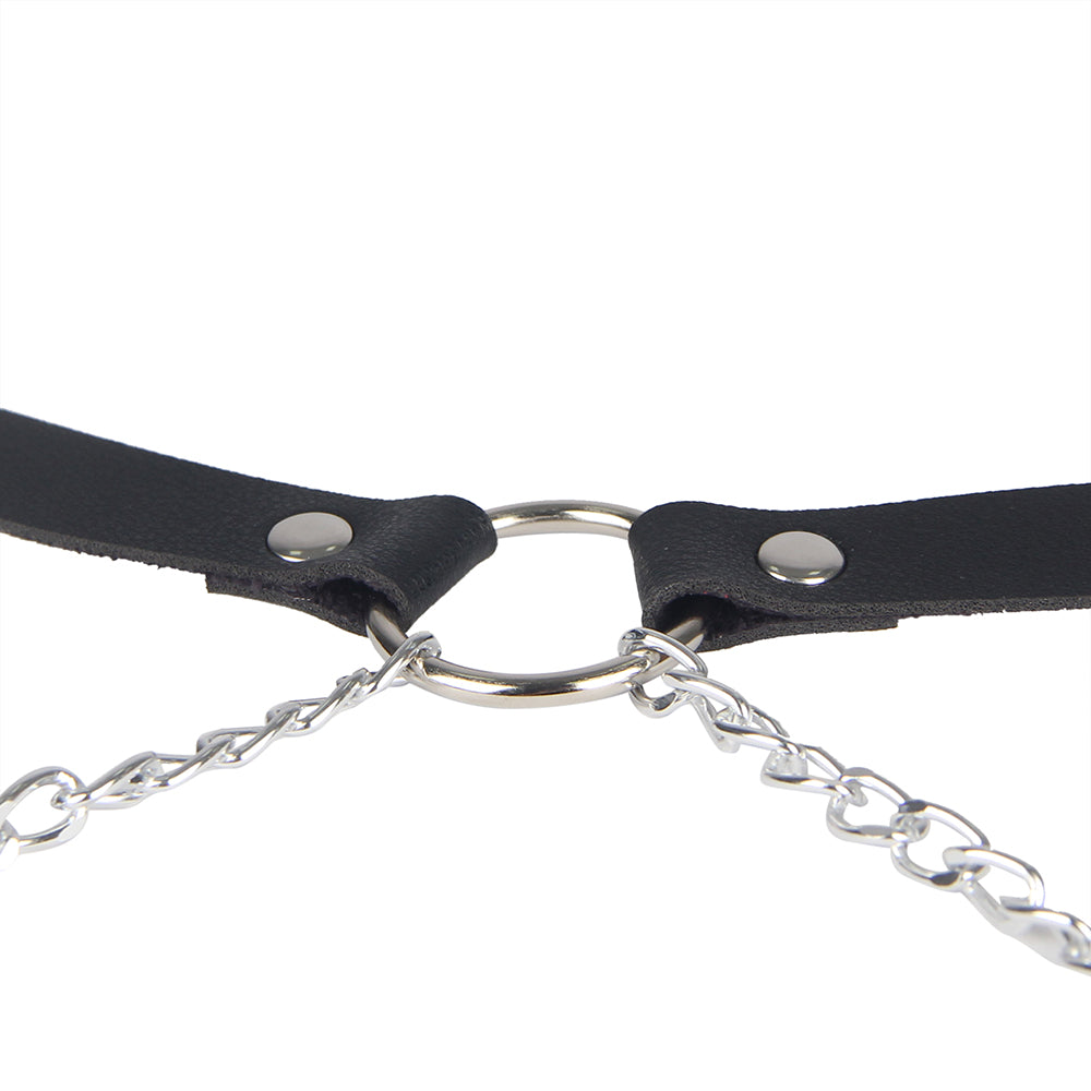 PU Leder Bondage Harness Slip mit Kette SM Panty Strap verstellbar