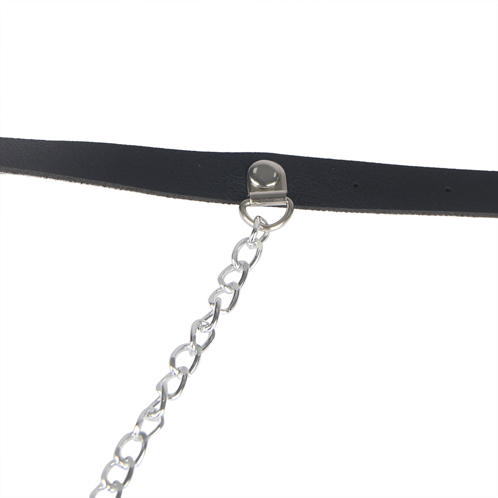 PU Leder Bondage Harness Slip mit Kette SM Panty Strap verstellbar