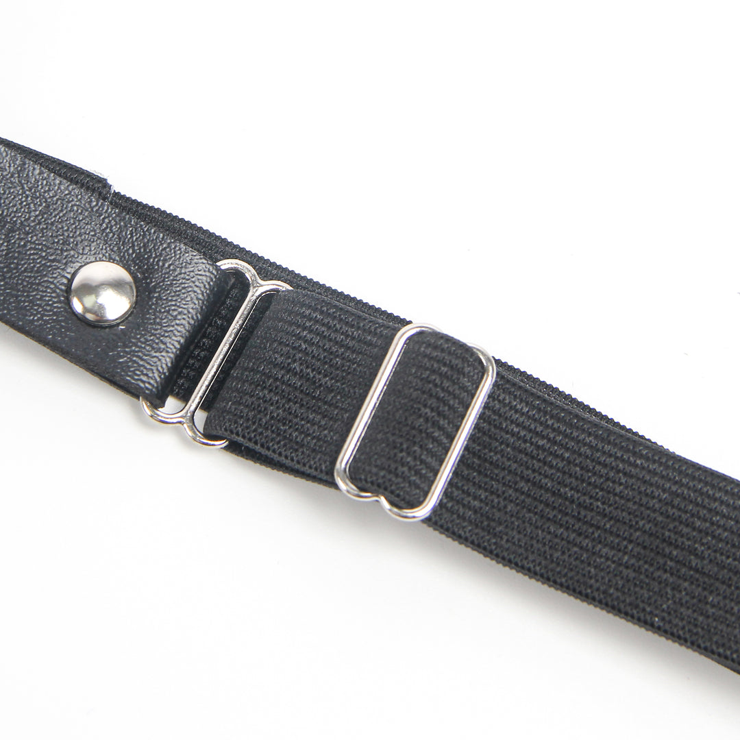 Schwarze PU Leder Beinschleifen mit Nieten & Schleife, verstellbar, Punk Garter Clips