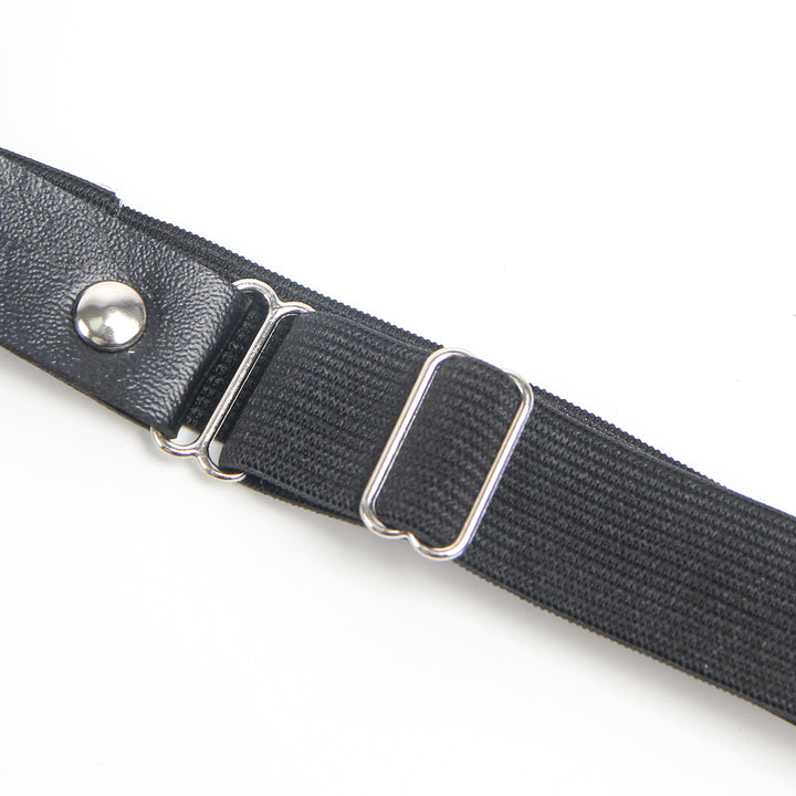 Schwarze PU Leder Beinschleifen mit Nieten & Schleife, verstellbar, Punk Garter Clips