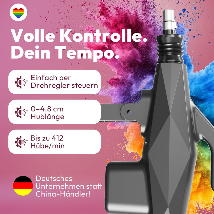 Kompakte Sexmaschine F1 mit stufenloser Regelung – 412 Hübe/min, sicherer Stand, diskret geliefert
