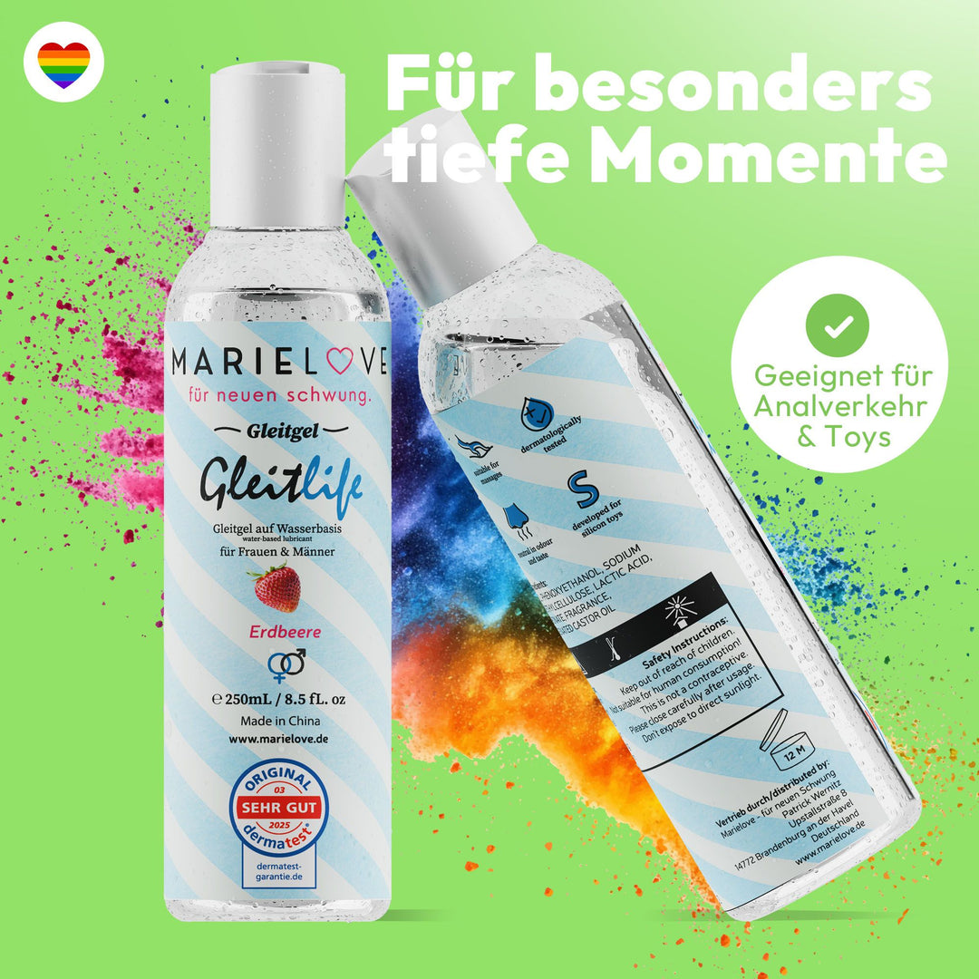 Gleitgel Wasserbasiert 250ml Silikon Sexspielzeug Erdbeer Geschmack essbar