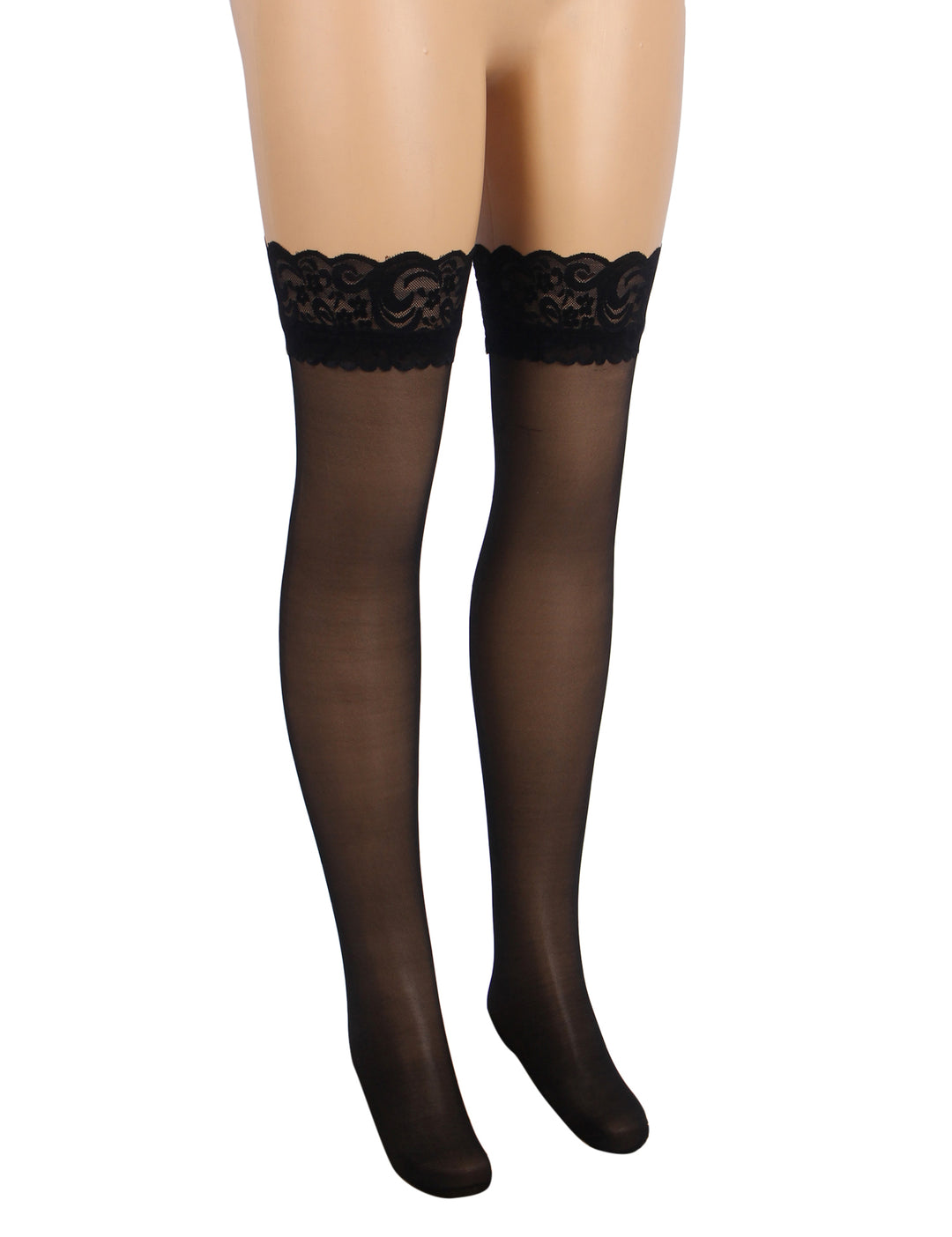 Sexy Schwarze Spitzenstrümpfe mit Silikonband, 88% Nylon, 12% Spandex, verführerisch