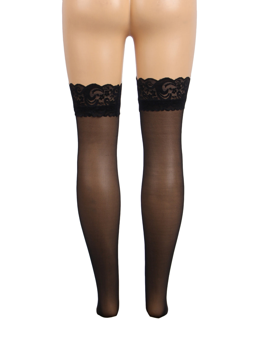 Sexy Schwarze Spitzenstrümpfe mit Silikonband, 88% Nylon, 12% Spandex, verführerisch