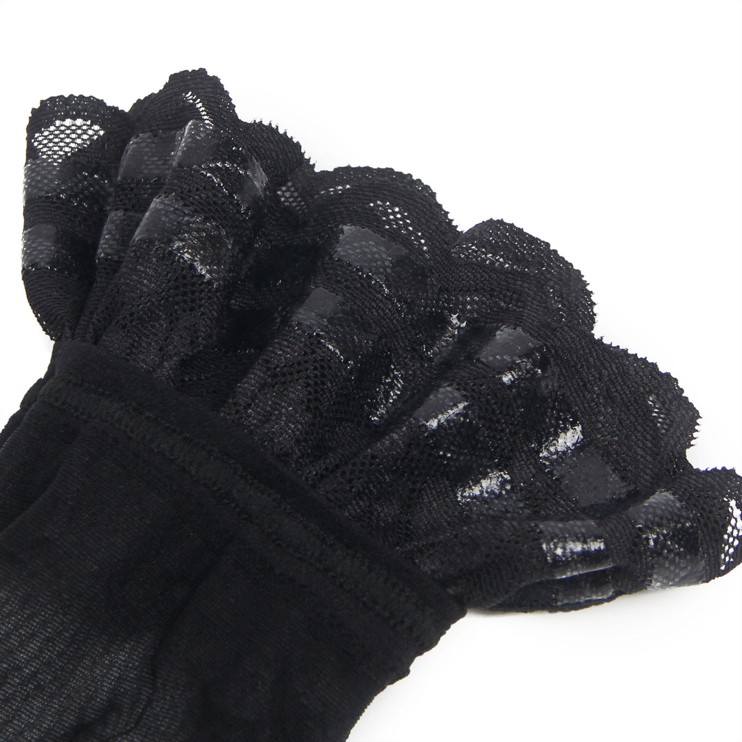 Sexy Schwarze Spitzenstrümpfe mit Silikonband, 88% Nylon, 12% Spandex, verführerisch
