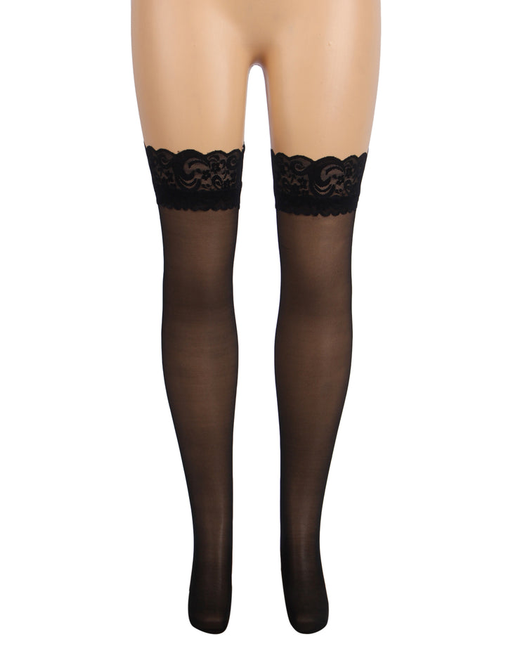 Sexy Schwarze Spitzenstrümpfe mit Silikonband, 88% Nylon, 12% Spandex, verführerisch