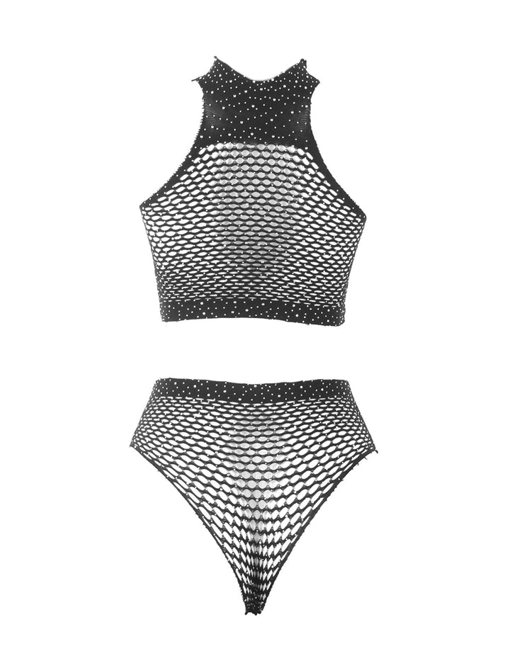 "Sparkle Night" Fishnet & Rhinestone Set (2-teilig)