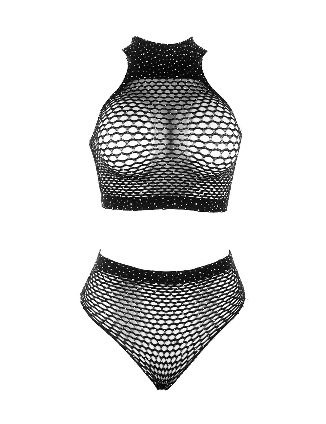 "Sparkle Night" Fishnet & Rhinestone Set (2-teilig)