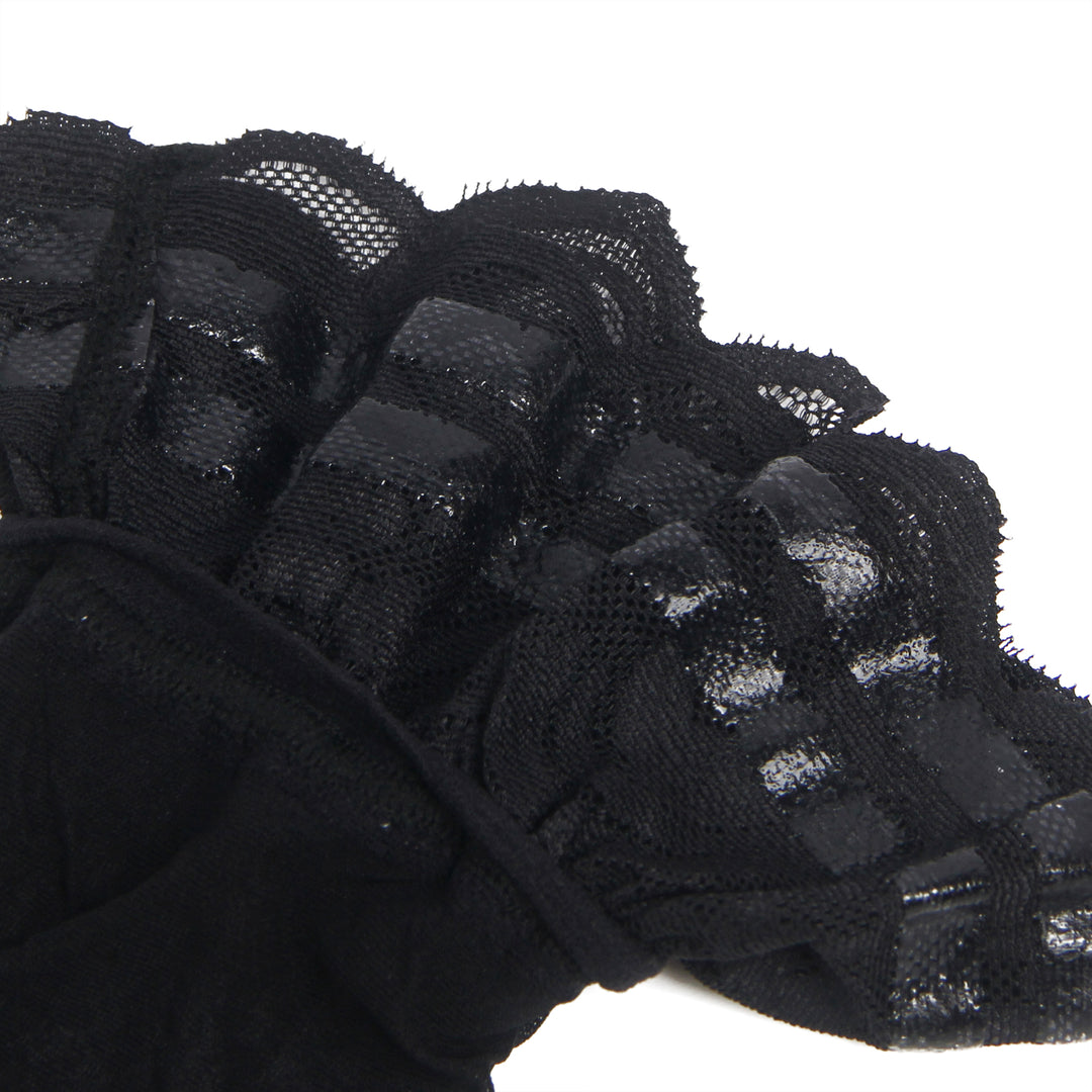 Sexy Schwarze Spitzenstrümpfe mit vertikaler Linie & Silikonband, 88% Nylon, 12% Spandex