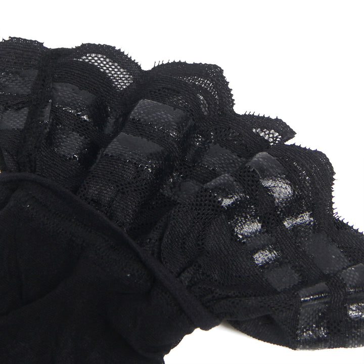Sexy Schwarze Spitzenstrümpfe mit vertikaler Linie & Silikonband, 88% Nylon, 12% Spandex