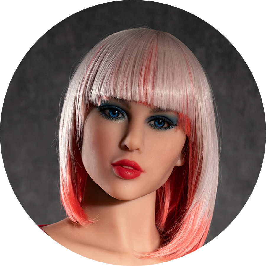 Realistische Sexpuppe mit rosa Haaren