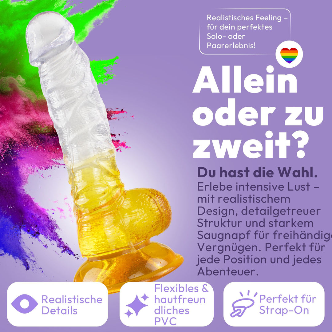 Texturierter Dildo mit Saugnapf 20 cm 4 Farben