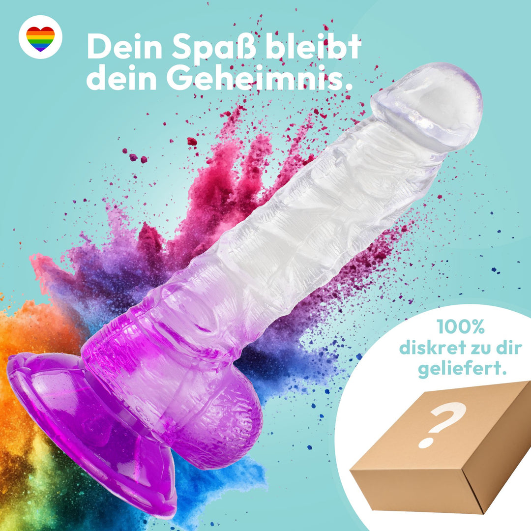 Texturierter Dildo mit Saugnapf 20 cm 4 Farben
