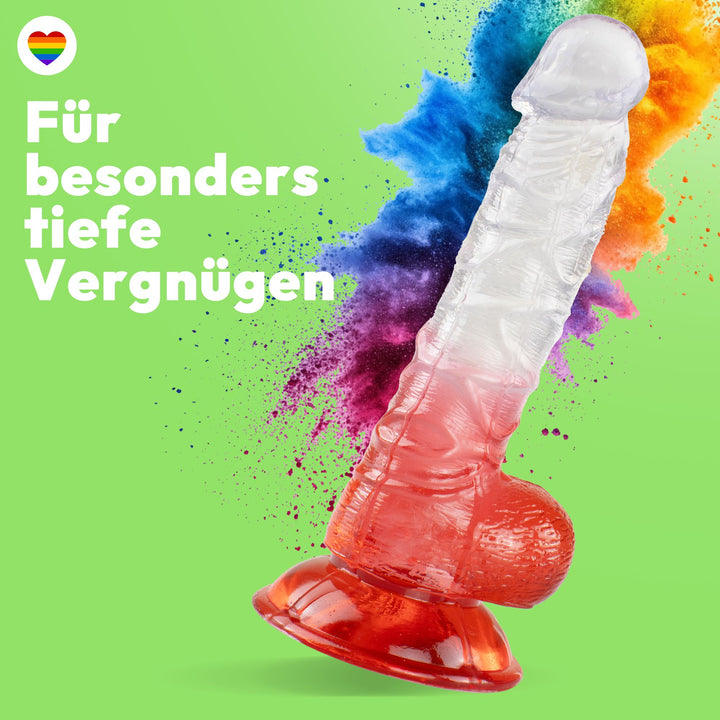 Texturierter Dildo mit Saugnapf 20 cm 4 Farben