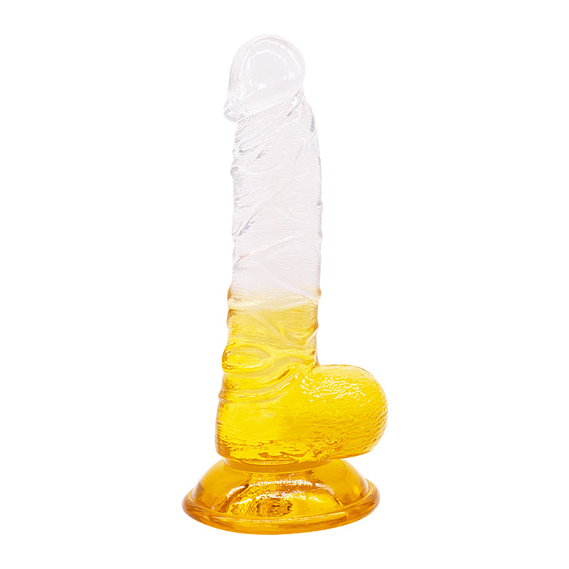 Dildo aus phthalatfreiem PVC, Größe S (20 cm Gesamtlänge, 3,5 cm Durchmesser) – schlanker realistischer Dildo in Gelb, Rot, Lila & Blau, wasserdicht, körperfreundliches Material