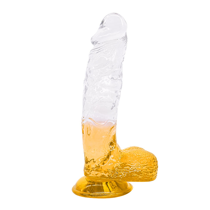 Dildo aus phthalatfreiem PVC, Größe L (24 cm Gesamtlänge, 5,3 cm Durchmesser) – realistischer Dildo in Gelb, Rot, Lila & Blau, wasserdicht, körperfreundliches Material, hautfreundlich