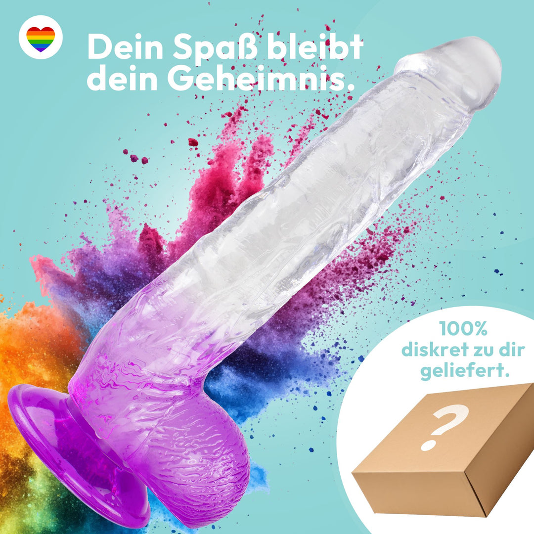 Langer Dildo mit Saugnapf 28,5 cm 4 Farben