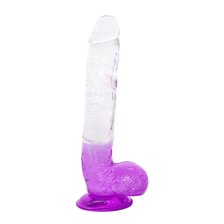Dildo aus phthalatfreiem PVC, Größe L (28,5 cm Gesamtlänge, 4,8 cm Durchmesser) – realistischer Dildo in Gelb, Rot, Lila & Blau, wasserdicht, körperfreundliches Material, hautfreundlich