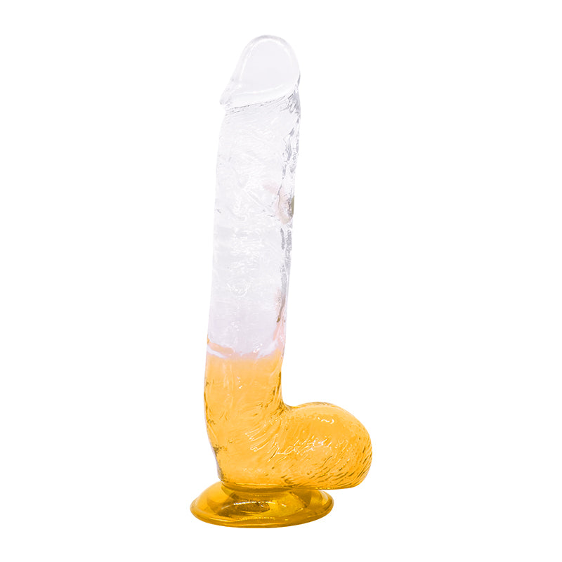 Dildo aus phthalatfreiem PVC, Größe L (28,5 cm Gesamtlänge, 4,8 cm Durchmesser) – realistischer Dildo in Gelb, Rot, Lila & Blau, wasserdicht, körperfreundliches Material, hautfreundlich