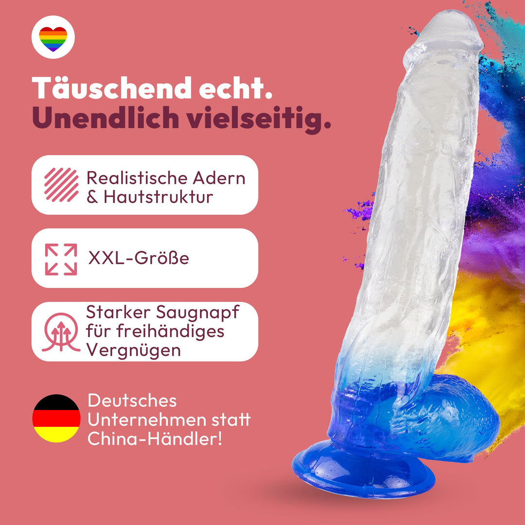 XXL Dildo mit Saugnapf 31 cm 4 Farben