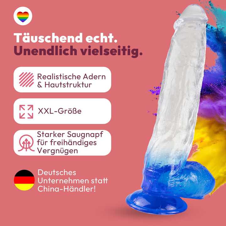 XXL Dildo mit Saugnapf 31 cm 4 Farben