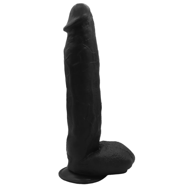 Dildo XXL 31cm mit Hoden & Saugnapf, Schwarz