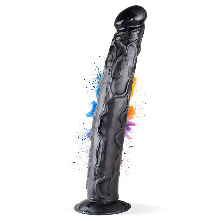 Dildo XXL 36cm mit Saugnapf – Riesendildo, Schwarz