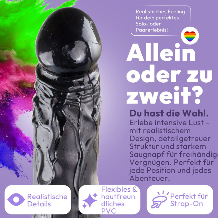 Dildo XXL 36cm mit Saugnapf – Riesendildo, Schwarz
