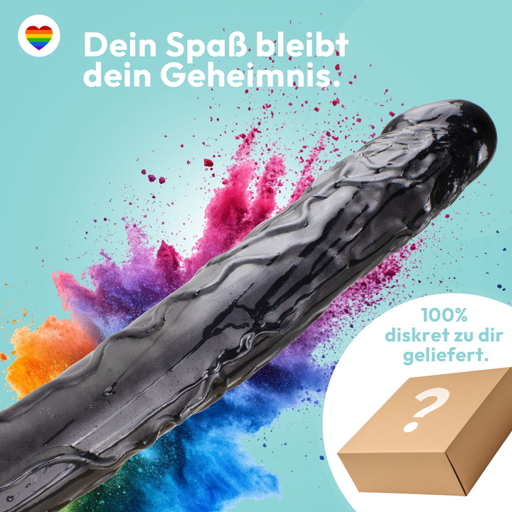 Dildo XXL 36cm mit Saugnapf – Riesendildo, Schwarz
