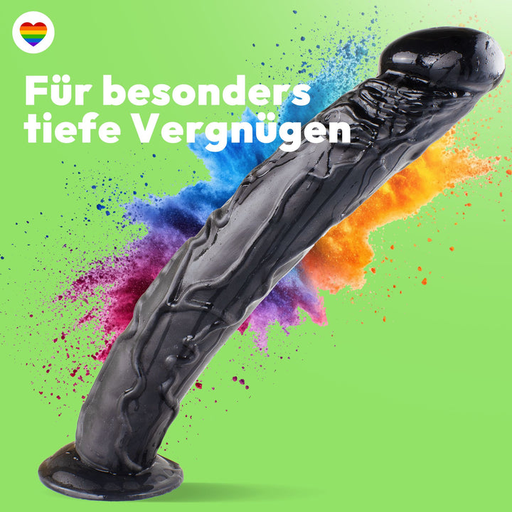 Dildo XXL 36cm mit Saugnapf – Riesendildo, Schwarz