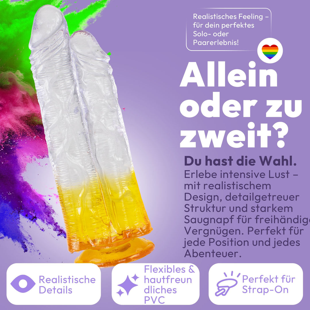Doppelkopf-Dildo mit Saugnapf Ø 8 cm 4 Farben