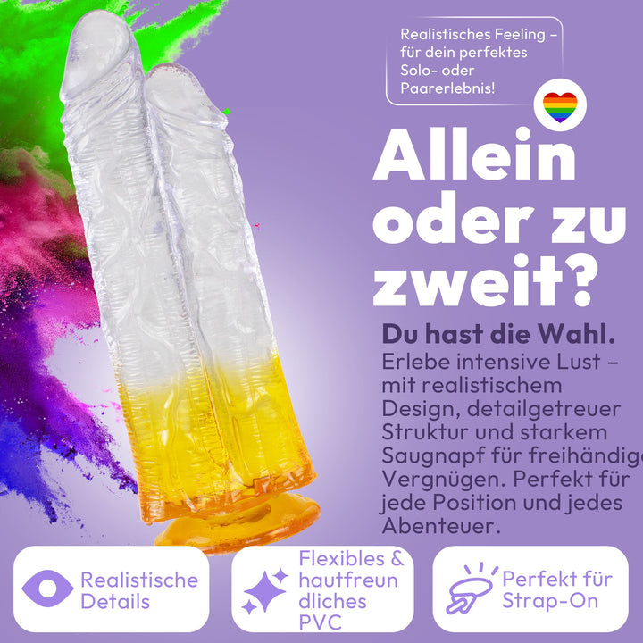 Doppelkopf-Dildo mit Saugnapf Ø 8 cm 4 Farben