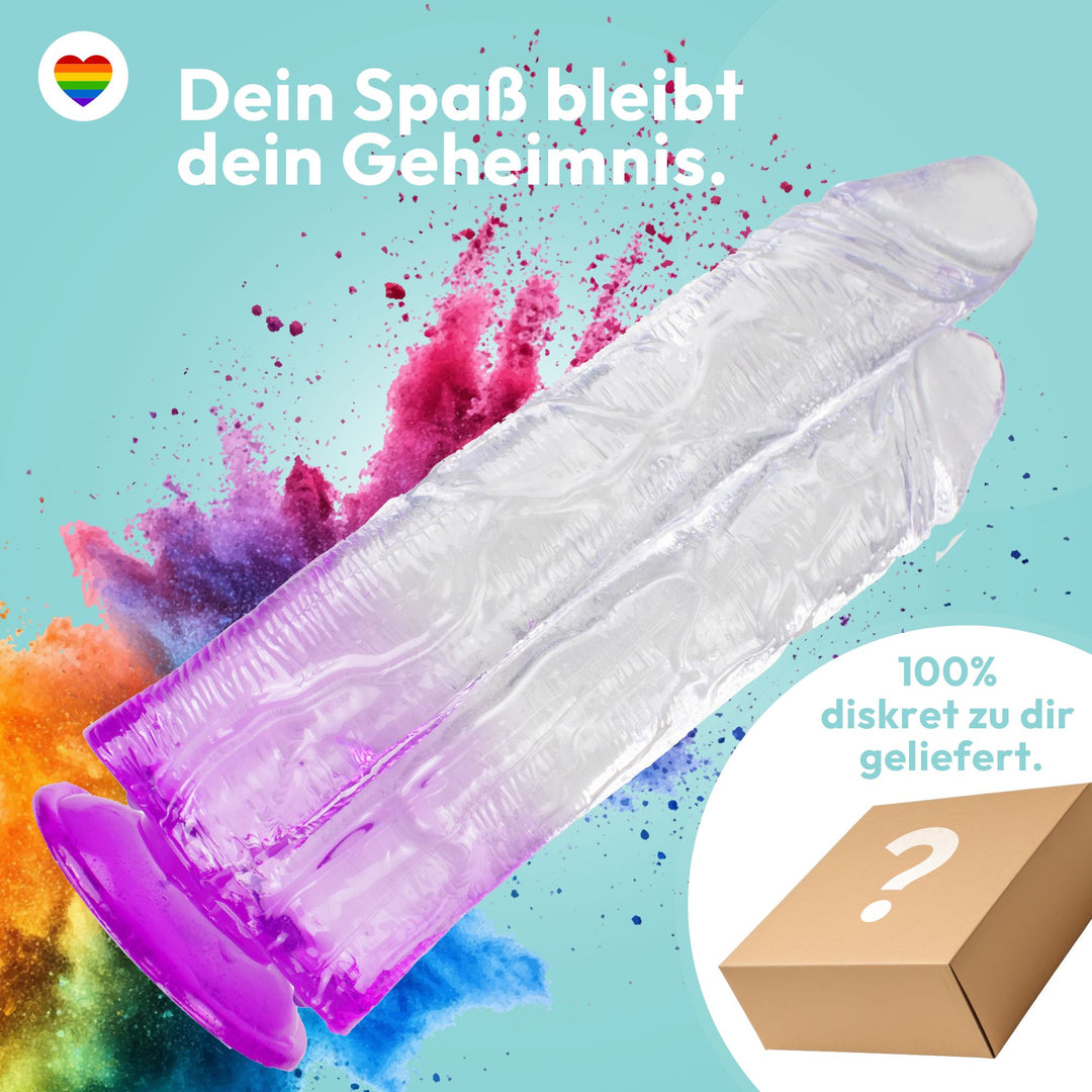 Doppelkopf-Dildo mit Saugnapf Ø 8 cm 4 Farben