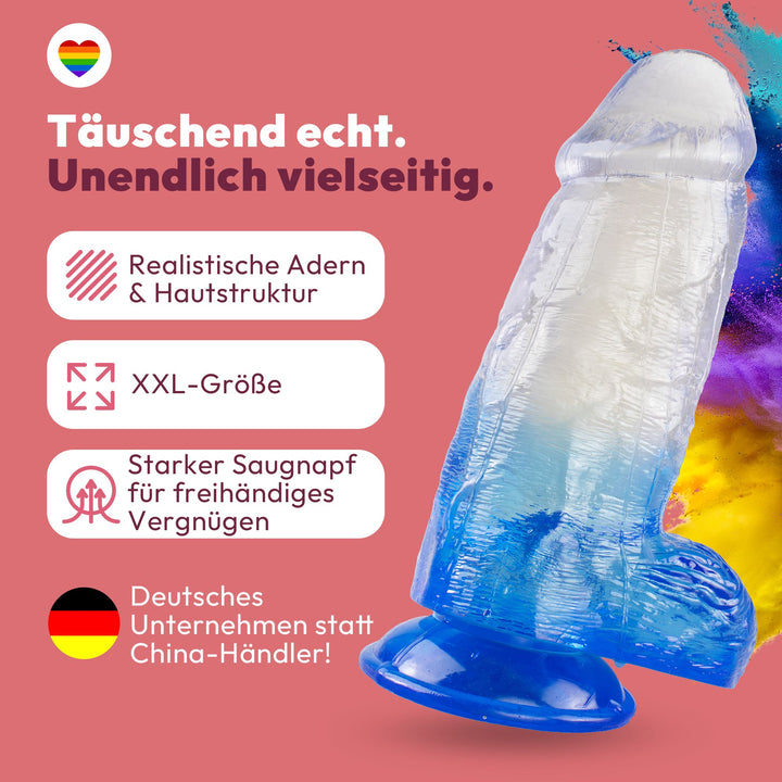 Extrem dicker Dildo mit Saugnapf Ø 8 cm 4 Farben
