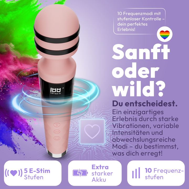 Magic Wand Vibrator mit E-Stim 10 Frequenzen
