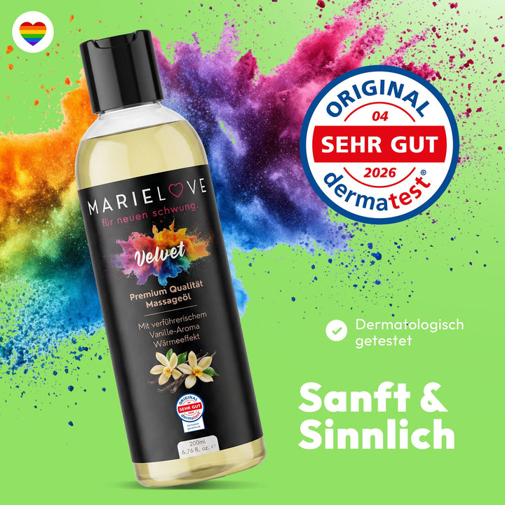 Marielove Velvet Premium Massageöl Set Rosen- & Vanille-Aroma, 2 x 200 ml